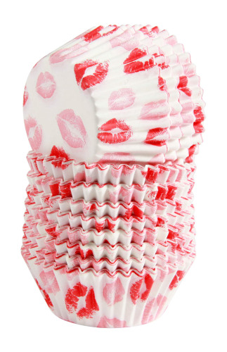 Sevgililer Günü Kırmızı dudaklar Pişirme Kupası Cupcake Kağıtları