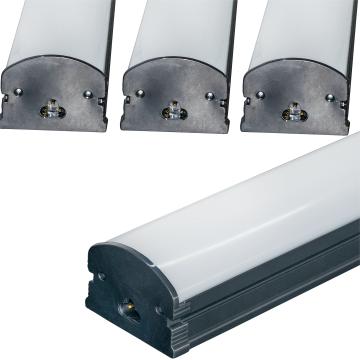 Gewerbliche und industrielle verknüpfbare lineare LED -Rohrleuchten - 2 Fuß bis 8 Fuß, Schwarz/Silber Latte