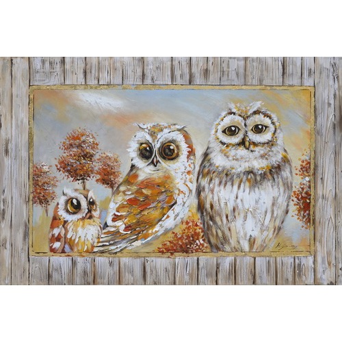 Family of Owls Wall Art Oil Painting