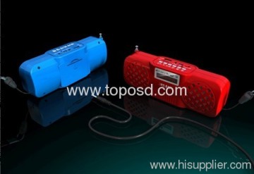 Plástico Usb apoio Tf cartão falante com rádio de Fm, Displays, luzes