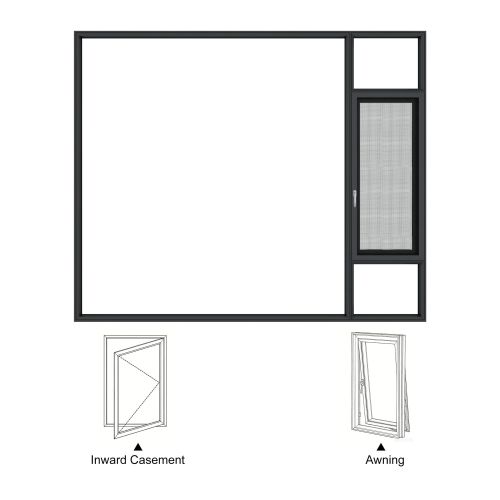 Ventanas abatibles de aluminio con drenaje oculto a prueba de agua