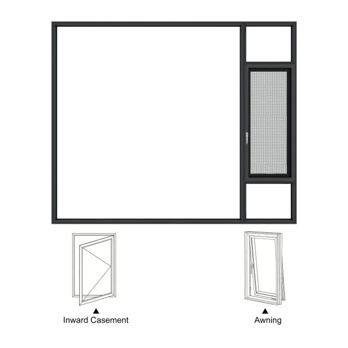 Ventanas abatibles de aluminio con drenaje oculto a prueba de agua