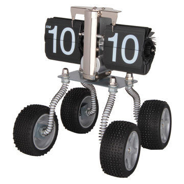 Factory Price 100% Handmade Metal 4 wheels flip desk clock designed and patent owned by Mktime
