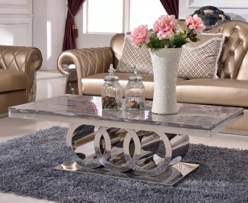 Marble Top Coffee Table - Foshan Factory Stainless Steel Living Room Furniture