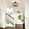 Black and Gold Semi Flush Mount Ceiling Lamp