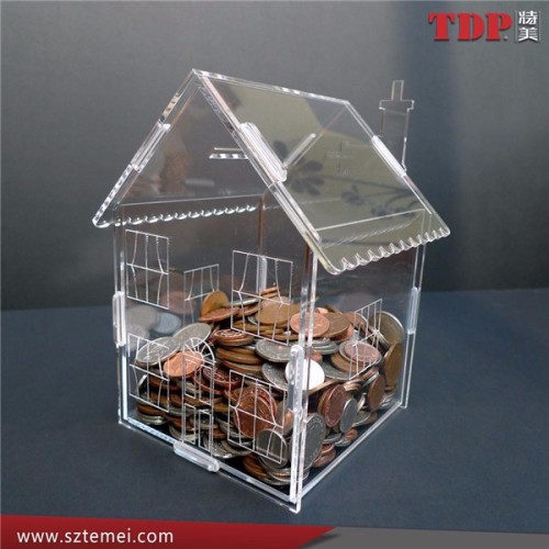 house shape acrylic money box