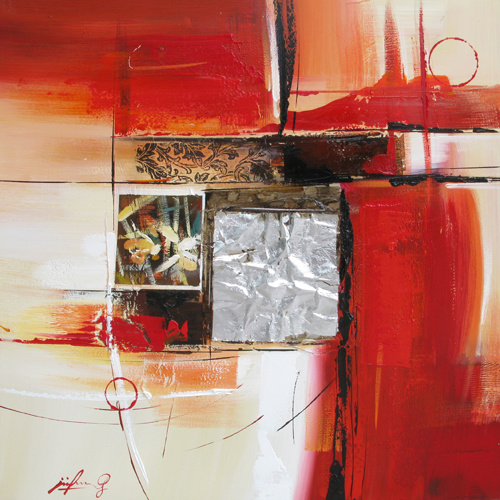Red Bold Abstract Geometric Blocks Wall Art