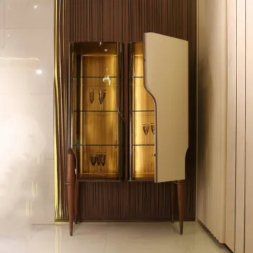 Modern High-End Luxury Tall Wooden Corner Glass Display Wine Cabinet for Home Living Room Furniture