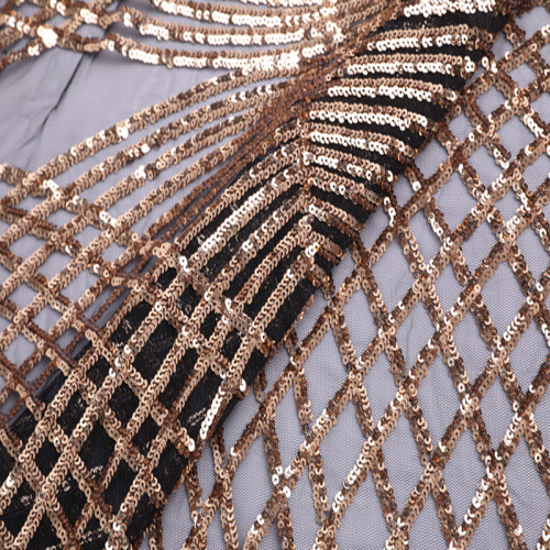 3mm Double Sequin Embroidery On Mesh Fabric