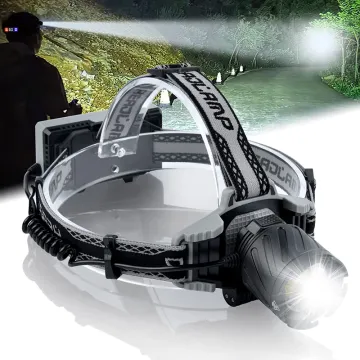 Waterproof USB Rechargeable LED Headlamp with Red/Blue Warning for Outdoor Camping