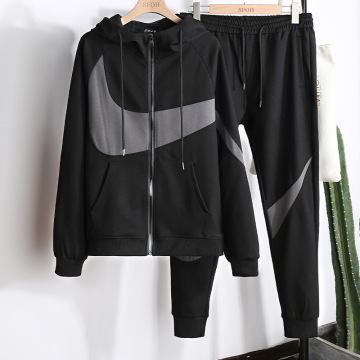 High quality casual mens black hooded sweater mens track suit