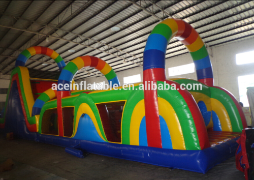 Rainbow giant Inflatable obstacle course for sale