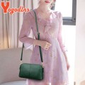 Yogodlns Vintage PU Leather Crossbody Bag Litchi Pattern Shoulder Bag Simple Sloid Color Messenegr Bag Leisure Shopping Handbag