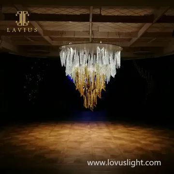 LAVIUS Moden Custom Diamond Shape Chandelier Banquet Wedding Hall Transparent Crystal Luxury Led Lamp Chandelier Chandelier