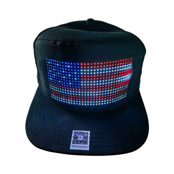 LED App for Custom Logo and Country Flag Designs on Caps with Message Display