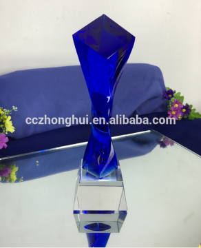 customized clear acrylic award&trophy blue glass crystal awards