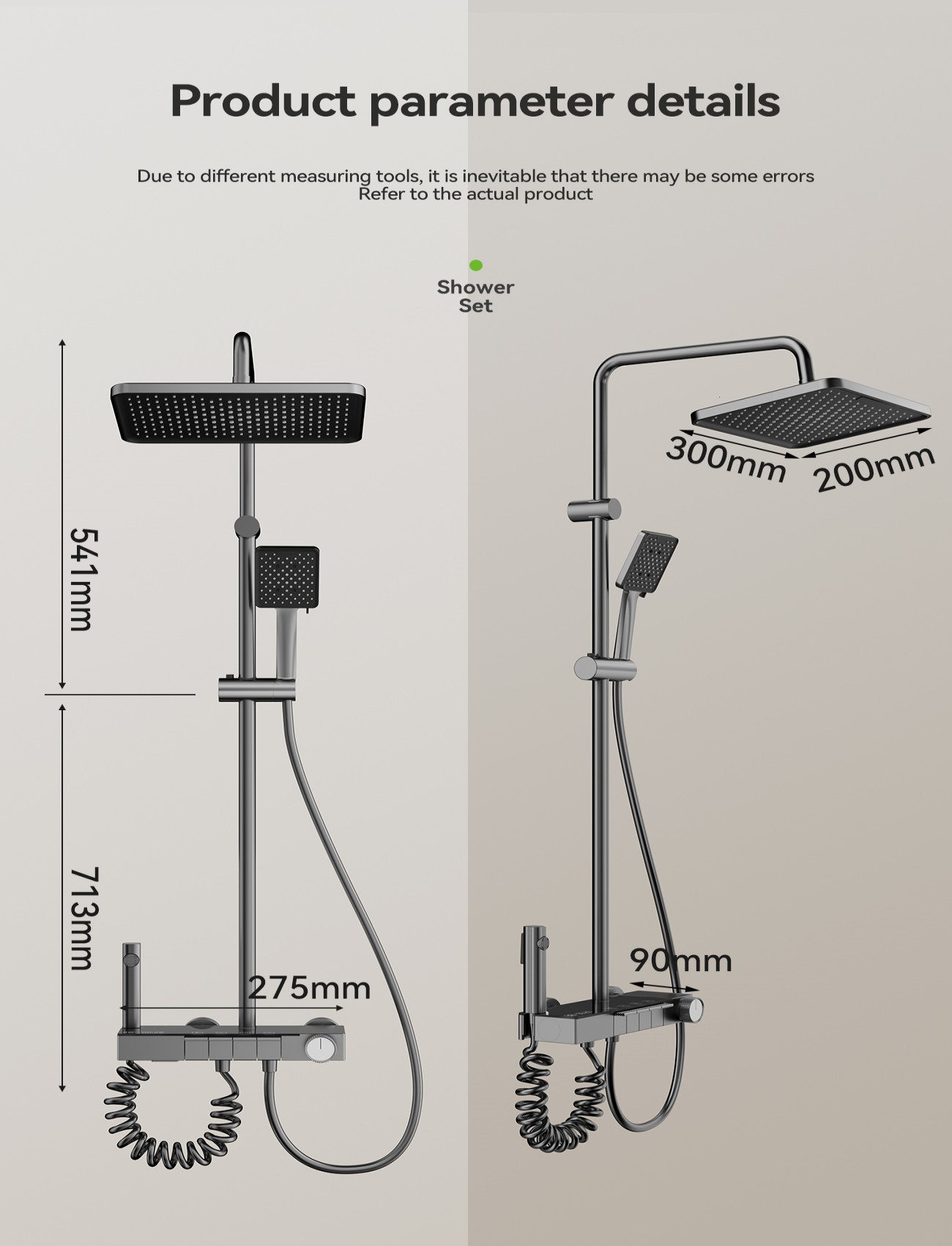 the size of shower mixer