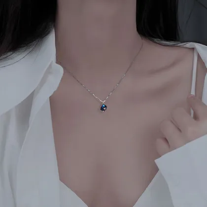 Jufeng Sterling Silver Crystal Necklace - Light Luxury Female Design