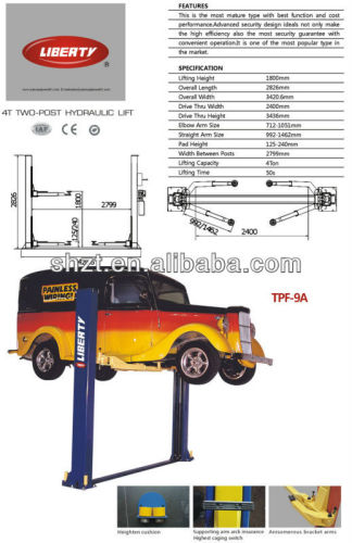 4T two-post hydraulic lift