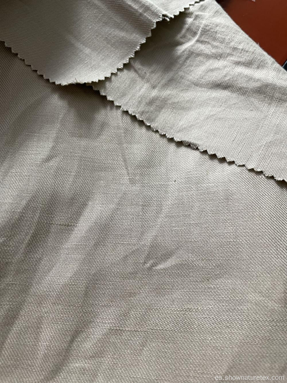 tela de sarga de algodón de lino para pantalones y trajes de daños en la temporada de S/S