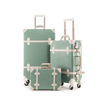 Vintage Look Hardside Double Spinner Wheel Luggage Set - Lightweight, Durable 2-Piece Suitcase Set with Lock