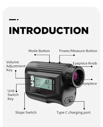 Customizable 6X Laser Golf Rangefinder with LCD Display and Voice Annunciation