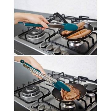 Kitchen Tongs - Stainless Steel Silicone Cooking Tongs