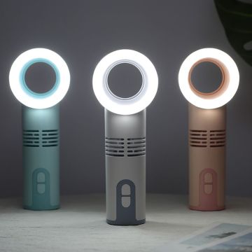 Mini Portable Bladeless Fan with LED Night Light for Home Office