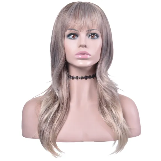 Aishili wholesale heat resistant synthetic fiber long straight frontal wigs synthetic hair wigs for women