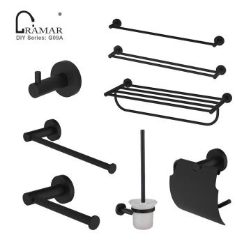 Modern Black Brass Stainless Steel Bathroom Hardware Accessories