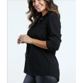 Crisscross V Neck Loose Fit Solid Long Sleeve