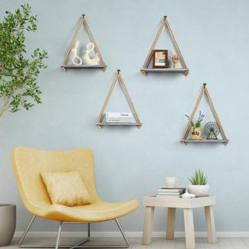 Set of 4 Wood Hanging Shelves for Wall