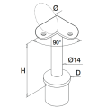 Tubo de soporte de soporte de pasamanos Sada de 90 grados