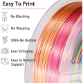 Filamento de impressora 3D de seda multicolorida arco -íris