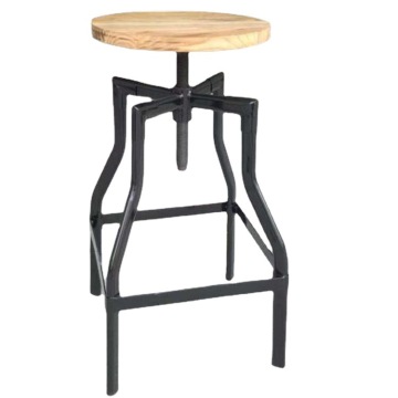 European Minimalist Solid Wood and Iron Industrial Style Adjustable Bar Chair