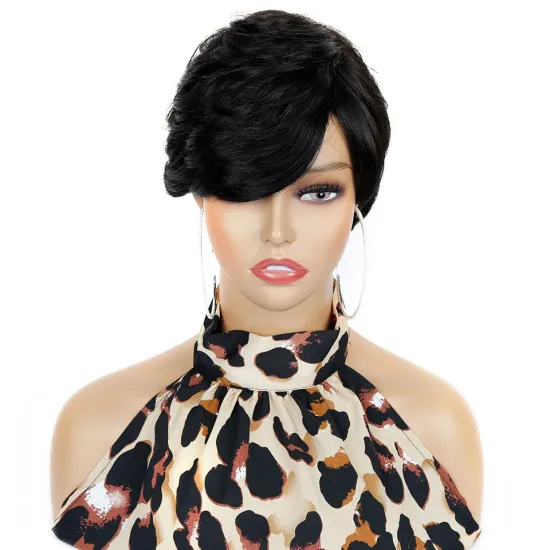 Wholesale Short Straight Wig With Pixie Cut Bob Full Machine Made Wigs Brazilian Remy Human Hair Wigs For Black Women
