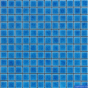 Mosaïque de porcelaine émail bleu fissuration