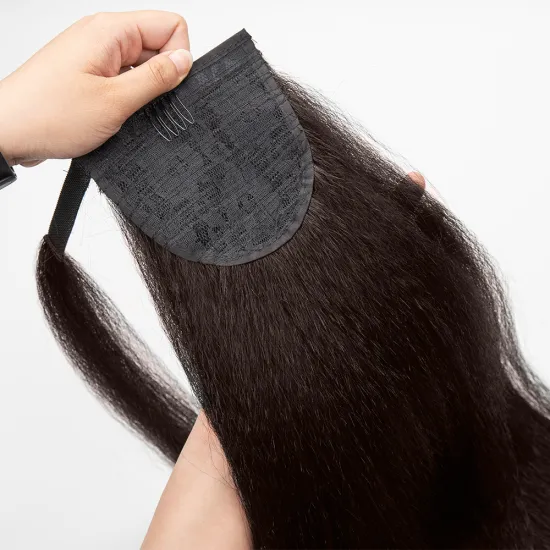 AliLeader Amazon Hot Selling Afro Kinky Straight Wrap Around Hair Extension Ponytail