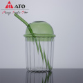 Kitchen striped glass straw juice bubble water Cup