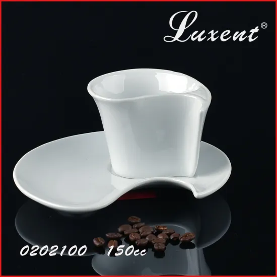 porcelain unique shape coffee tea cup and saucer