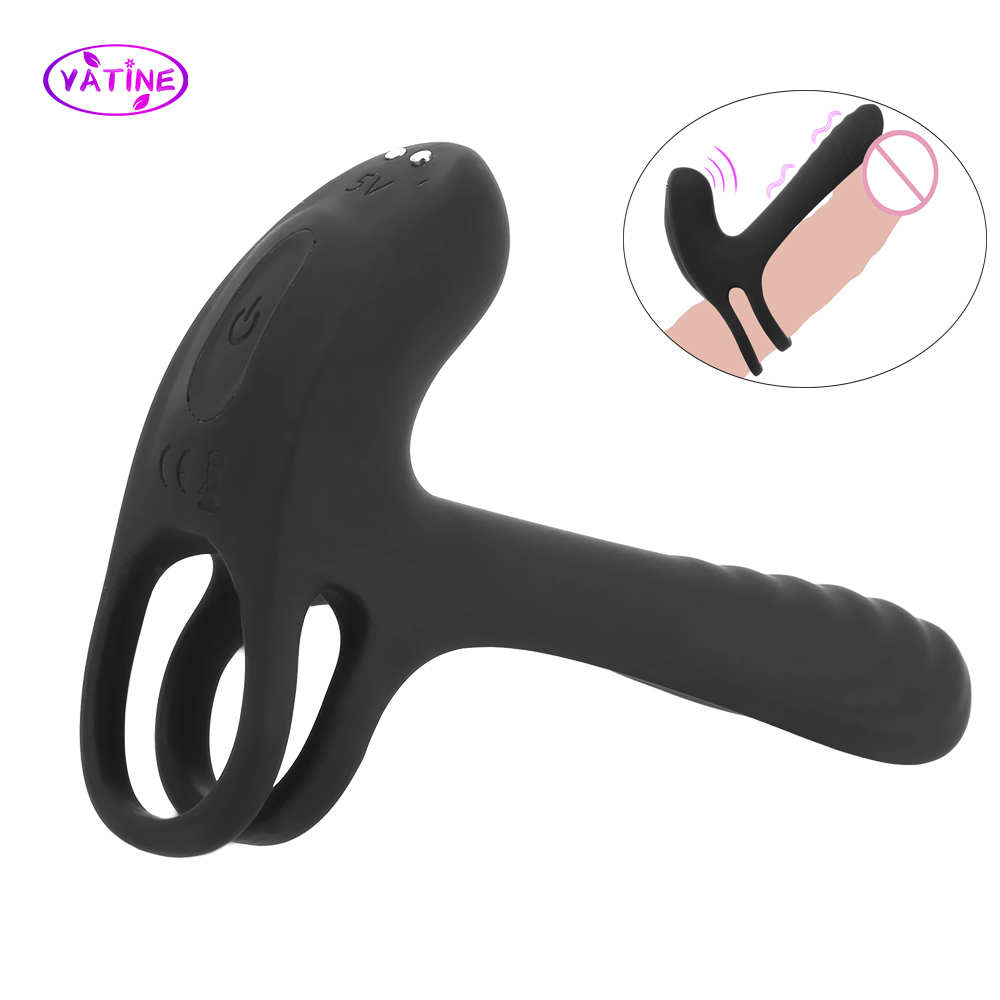 Strapon Penis Stretcher Enlargement Cockring Vibrator Sex Toys For Couple Two Erotic Tools Machine Intimate Intimate Goods Shop