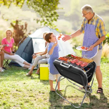 Stainless Steel Suitcase Large Briefcase Portable Outdoor Camping bbq grill folding legs Charcoal Barbecue Grills