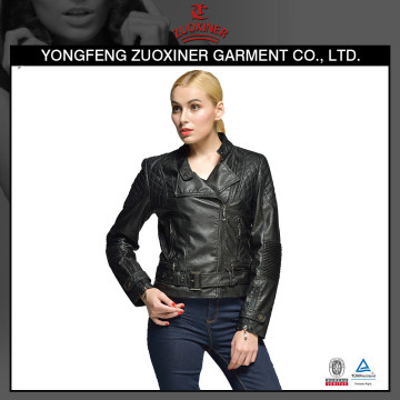 woman simulation leather pu jacket washed jaket