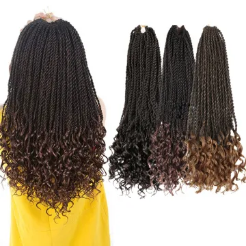 Ombre Braiding Hair Extensions 18inch Goddess Senegalese Twist Hair Curly Wavy Ends Synthetic Crochet Braids Hair Extensions