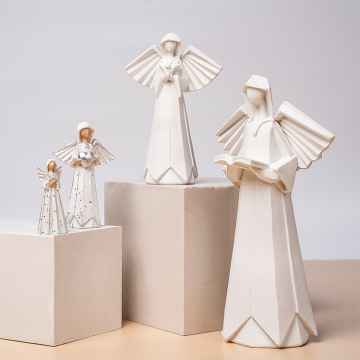 Streszczenie białego anioła geometrycznego statua żywicy - wystrój sypialni domowej