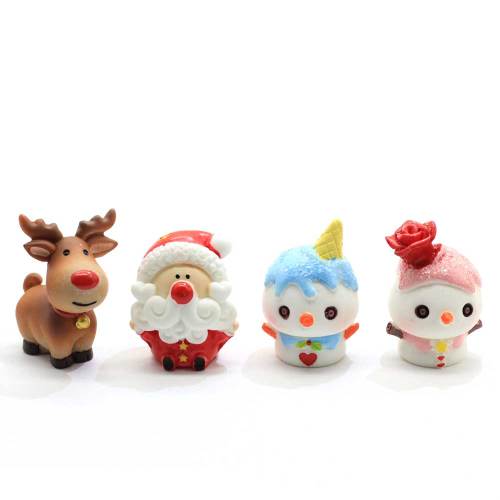 2021 Statue Christmas Santa Claus Sled Deer Tree Figurine Doll House Home Decor Miniature Fairy Garden Decoration accessories