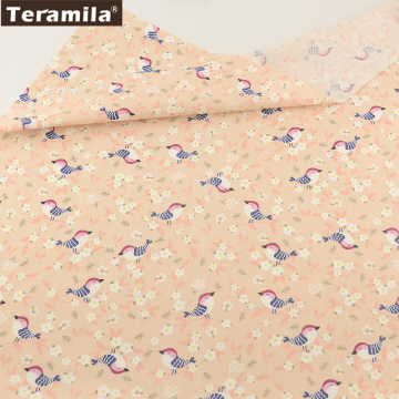 TERAMILA 100% Cotton twill fabric Clothing Patchwork DIY bedding Beige Bird Style Home Textile Quilting scrapbooking Tissue