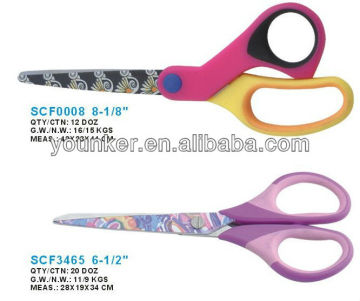 8-1/8" Colour coated blade rubber grip stainless household scissors