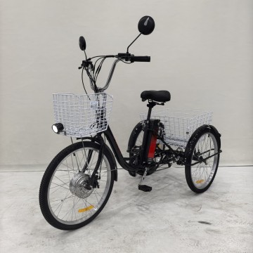 24 Inch Electric Trike for Adults 350W Motor 36V 15Ah Battery 7-Speed Gears Rear Basket for Seniors & Grocery Shopping
