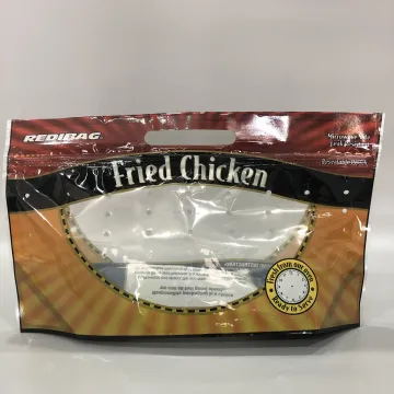 Logo Printing Clear Window Fried Chicken Packaging Bag Plastic Bag with Handle